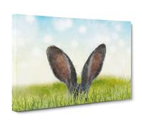Ears Of A Hare In The Grass Canvas Print | Gallery Wrapped 30mm Frame Wall Art | 30x20 inches | Ready to Hang | Modern Animals Picture | Living Room Bedroom Lounge Office