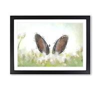 Ears of a Hare in The Grass in Abstract Framed Print | A2 Black Framed Wall Art | Ready to Hang | Abstract Animal Picture | Living Room Bedroom Lounge Office