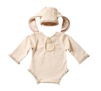 Ears Onesie with Matching Hat Baby Romper with Hat Set Newborn Photography Prop for 0-1 Month Old Babies