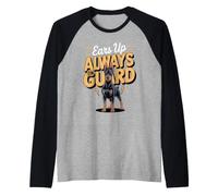 Ears Up Always on Guard Doberman Guard Dog Raglan Baseball Tee