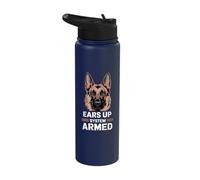 Ears Up System Armed German Shepherd Stainless Steel Insulated Water Bottle