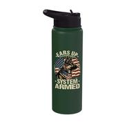 Ears Up System Armed USA Flag with German Shepherd Stainless Steel Insulated Water Bottle
