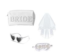 Earssa Bride To Be Gift Set Bachelorette Gifts for Bride Makeup Bag,Sunglasses,Silk Sleep Eye Mask,Bridal White Veil Bridal Shower/Wedding Gifts