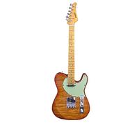 EART Classic Electric Guitar Maple Fingerboard,Stainless Steel Frets,Tiger Veneer
