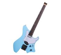 EART GW2TP-SE Headless Electric Guitar with Roasted Mahogany Body, Artones-TSE Pickups, Rounded Ends Medium Jumbo Stainless Steel Frets(Blue)