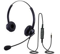 eartec office Compatiable Double Ear Headset for Yealink SIP W53H W53P W56H W56P W60P Wireless Handset Light Weight HD Sound Noise Cancelling Mic 3.5ml Jack Lead EAR308D QD007P