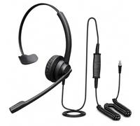eartec office Headset for Yealink SIP-T88 T87W T85W T8 Series IP Phones Compatible Single Ear Noise cancelling mic headset Best-in Class QD to RJ9 (EAR308)