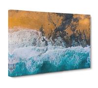 Earth Against The Ocean Canvas Print | Gallery Wrapped 30mm Frame Wall Art | 24x16 inches | Ready to Hang | Modern Seascape Picture | Living Room Bedroom Lounge Office