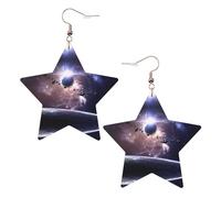 Earth and Moon Women's Fashion Earrings, Celestial Dangle Earrings, Star Shape Jewelry for a Versatile