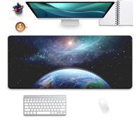 Earth and Starry Sky Large Desktop Mouse Pad, Desk Mat for Keyboard and Gaming, Office Home Work (27.5X11.8 in)