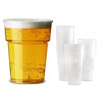 Earth and Wear Heavy Duty Plastic Pint Glass 568ml CE Marked - Strong and Sturdy Disposable Cups for Parties - Pack of 50