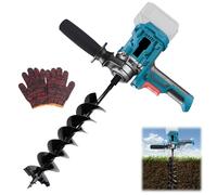 Earth Auger Compatible with 18-21V Battery (Without Battery), Electric Post Hole Diggers, 2 Handle Electric Earth Drill, Safety Switch, for Installing Fence Post Drilling,Garden Planting