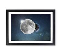 Earth Behind The Moon in Abstract Framed Print | A2 Black Framed Wall Art | Ready to Hang | Abstract Space Picture | Living Room Bedroom Lounge Office