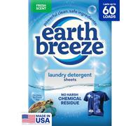 Earth Breeze detergent sheet - 30 detergent sheets - 60 loads - concentrated liquid free laundry soap - no plastic jug - fresh fragrance