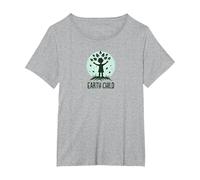 Earth Child Eco-Friendly Nature Lover T-Shirt, Women's Plus, Heather Grey, 1X