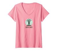 Earth Child Eco-Friendly Nature Lover V-Neck T-Shirt, Women, Pink, S