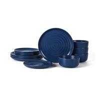 Earth & Clay Ion 12-Piece Dinnerware Set Stoneware, Blue