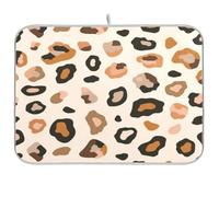 Earth Color Leopard Print Dish Drying Mat for Kitchen Counter Mats Super Absorbent Reversible Microfiber Kitchen Countertop Protector Dishes Pad Machine Wash Mats Medium 45.7x60.9 cm