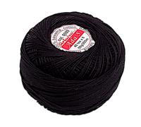 Earth Colors Cotton Crochet Yarn 224yd/205m Fine Thread Size 5 Double Mercerized 1.76oz/50g (Black 0099)