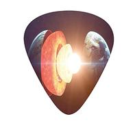 Earth Core Guitar Picks 12 Pack Universal ABS Guitar Picks,Core of The Earth Structure Burning Magma Geomagnetic Tectonic Split,for Acoustic and Electric Guitar,Red Black