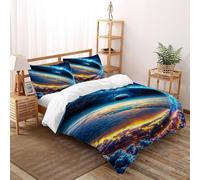 Earth Cosmos Bedding Set Theme Bedspread Stellar Themes Duvet Cover Set Microfiber Comforter Cover Suitable for Family,couple,children Pillowcase Super King（260x220cm）