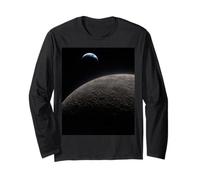 Earth Crescent Above Lunar Surface Astronomy Space View Long Sleeve T-Shirt