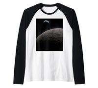 Earth Crescent Above Lunar Surface Astronomy Space View Raglan Baseball Tee