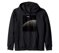 Earth Crescent Above Lunar Surface Astronomy Space View Zip Hoodie