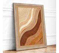 Earth Currents Minimalist Framed Wall Art Print A4 Oak