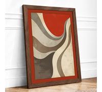 Earth Currents Minimalist Framed Wall Art Print A4 Walnut