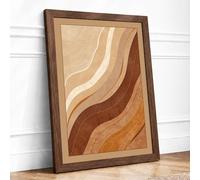 Earth Currents Minimalist Framed Wall Art Print A4 Walnut