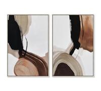 Earth Curve Series Canvas Print Abstract Boho Art Set by Art Remedy, Silver Frame, 16 x 24