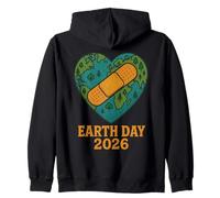 Earth Day 2026 Heart Shaped Planet Zip Hoodie