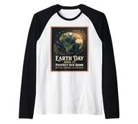 Earth Day April 22 Vintage Globe Design Protect Our Planet Raglan Baseball Tee