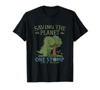 Earth Day Dino Saving Planet One Stomp Eco Graphic T-Shirt