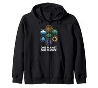 Earth Day Eco Harmony: One Planet One Choice Zip Hoodie