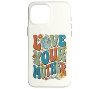 Earth Day Love Your Mother Retro 70s Flowers Groovy Globe Case for iPhone 16 Pro Max