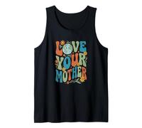 Earth Day Love Your Mother Retro 70s Flowers Groovy Globe Tank Top