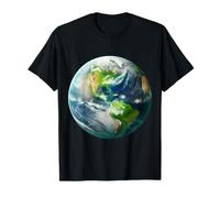 Earth Day Planet As Seen From Space Realistic Globe Blue T-Shirt