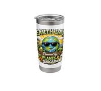 Earth Day Powered By Plants Sarcasm Funny Eco Stainless Steel Insulated Tumbler