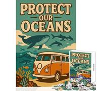 Earth Day, Protect Our Oceans 1000 Piece Jigsaw Puzzles Strengthen Cognitive Ability And Skill Soothing Serene Leisure Play (38x26cm)
