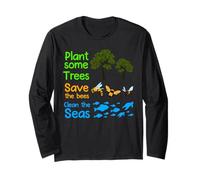 Earth Day Save The Bees Tree Sea Slogan Naturalist Ecologist Long Sleeve T-Shirt