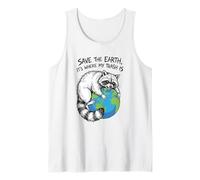 Earth Day Save The Earth Its Where My Trash is Funny Raccoon Tank Top