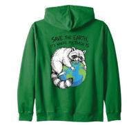 Earth Day Save The Earth Its Where My Trash Is Funny Raccoon Zip Hoodie