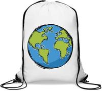 Earth Day Sketch Art Gym Sack Casual Drawstring Bag White