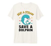Earth Day Skip A Straw Save The Dolphins Protect Oceans Premium T-Shirt