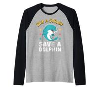 Earth Day Skip A Straw Save The Dolphins Protect Oceans Raglan Baseball Tee