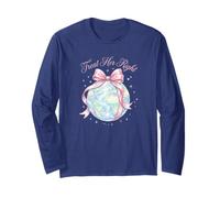 Earth Day Treat Her Right Coquette Pink Bow Wrapped World Long Sleeve T-Shirt