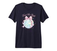 Earth Day Treat Her Right Coquette Pink Bow Wrapped World Premium T-Shirt