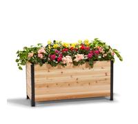 EARTH ELEVATED 100% Canadian Cedar Wood Elevated Garden Bed for Gardening - Planter Pot to Grow Herbs Flowers, and Vegetables at Home Indoor and Outdoor Patio Balcony Deck - 18” x 48” x 24”